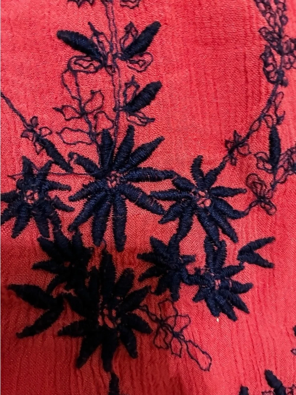 Free People M Coral Salmon Embroidered Handkerchief Hem Tunic Dress